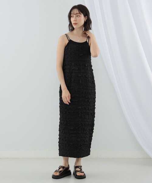 Ray BEAMS(レイビームス)の「Ray BEAMS / フクレ ジャカード タイト キャミ ワンピース(ワンピース・レディース・ブラック/イエロー・1/0)」の12枚目の写真