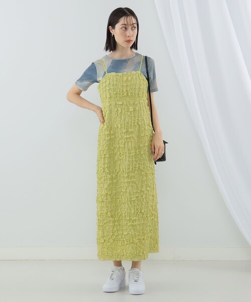 Ray BEAMS(レイビームス)の「Ray BEAMS / フクレ ジャカード タイト キャミ ワンピース(ワンピース・レディース・ブラック/イエロー・1/0)」の7枚目の写真