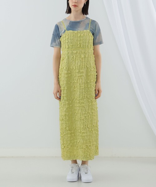 Ray BEAMS(レイビームス)の「Ray BEAMS / フクレ ジャカード タイト キャミ ワンピース(ワンピース・レディース・ブラック/イエロー・1/0)」の8枚目の写真