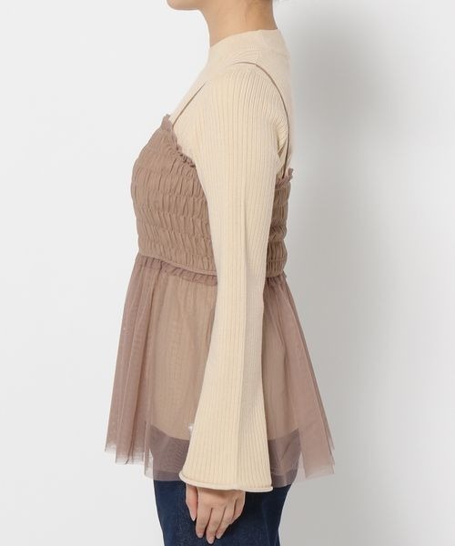 mysty woman（ミスティウーマン）の「チュールキャミリブニットSET　995504（ニット/セーター・レディース・モカ/ブルー系その他/アイボリー・FREE）」の13枚目の写真