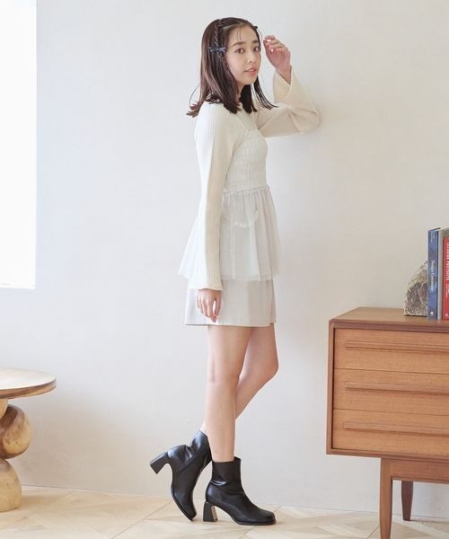 mysty woman（ミスティウーマン）の「チュールキャミリブニットSET　995504（ニット/セーター・レディース・モカ/ブルー系その他/アイボリー・FREE）」の7枚目の写真