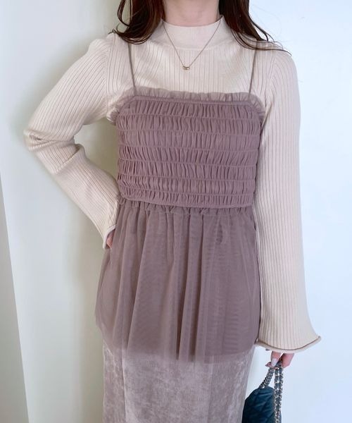 mysty woman（ミスティウーマン）の「チュールキャミリブニットSET　995504（ニット/セーター・レディース・モカ/ブルー系その他/アイボリー・FREE）」の8枚目の写真