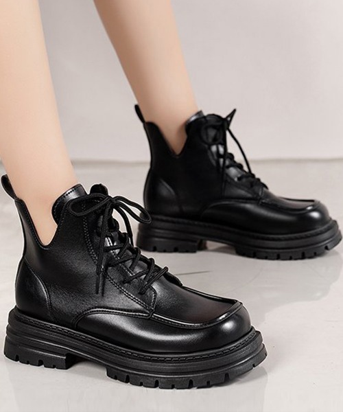 Miniministore（ミニミニストア）の「厚底ブーツ韓国 編み上げシューズ美脚脚長（ブーツ・レディース・ブラウン/ブラック・23.0cm/23.5cm/24.5cm/24.0cm/22.5cm）」の2枚目の写真