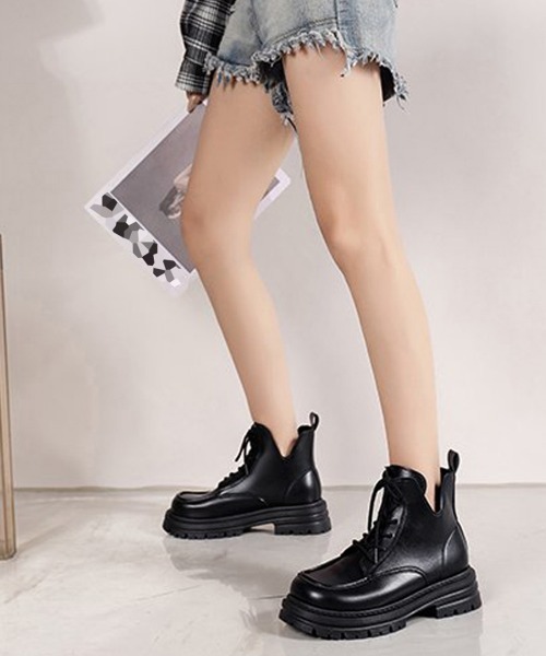 Miniministore（ミニミニストア）の「厚底ブーツ韓国 編み上げシューズ美脚脚長（ブーツ・レディース・ブラウン/ブラック・23.0cm/23.5cm/24.5cm/24.0cm/22.5cm）」の13枚目の写真