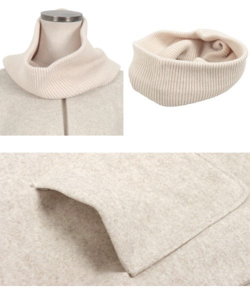 KOBE LETTUCE（コウベレタス）の「ニットスヌード付きノーカラーコート（ノーカラーコート・レディース・ブラウン/グレー/グレイッシュベージュ/ブルー・M）」の13枚目の写真