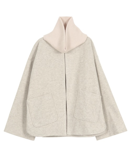 KOBE LETTUCE（コウベレタス）の「ニットスヌード付きノーカラーコート（ノーカラーコート・レディース・ブラウン/グレー/グレイッシュベージュ/ブルー・M）」の15枚目の写真