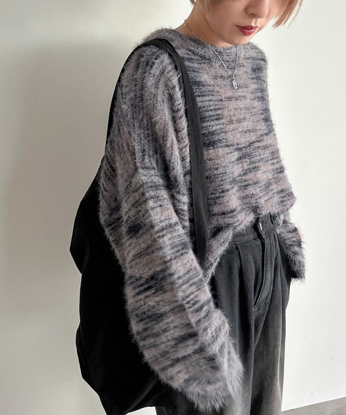apres jour mignon(アプレジュールミニョン)の「アソートシャギーニット【ZOZOTOWN限定アイテム】(ニット/セーター・レディース・ブラック系その他/ブラック/グレイッシュベージュ/ネイビー・X-LARGE/フリー)」の2枚目の写真