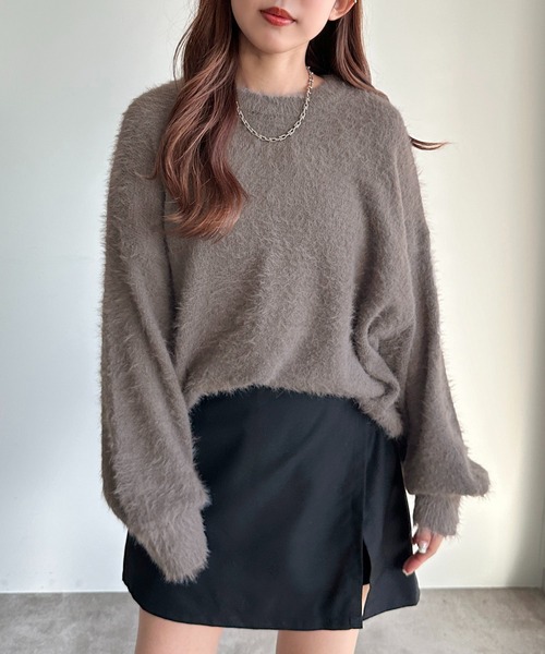 apres jour mignon(アプレジュールミニョン)の「アソートシャギーニット【ZOZOTOWN限定アイテム】(ニット/セーター・レディース・ブラック系その他/ブラック/グレイッシュベージュ/ネイビー・X-LARGE/フリー)」の3枚目の写真