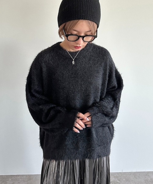 apres jour mignon(アプレジュールミニョン)の「アソートシャギーニット【ZOZOTOWN限定アイテム】(ニット/セーター・レディース・ブラック系その他/ブラック/グレイッシュベージュ/ネイビー・X-LARGE/フリー)」の8枚目の写真