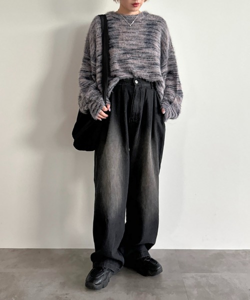 80s JUNMEN モヘアニット シャギーニット ブラック archive モヘアシャギービッグニット | UNLILL（アンリル）公式通販サイト