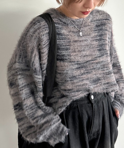apres jour mignon(アプレジュールミニョン)の「アソートシャギーニット【ZOZOTOWN限定アイテム】(ニット/セーター・レディース・ブラック系その他/ブラック/グレイッシュベージュ/ネイビー・X-LARGE/フリー)」の5枚目の写真