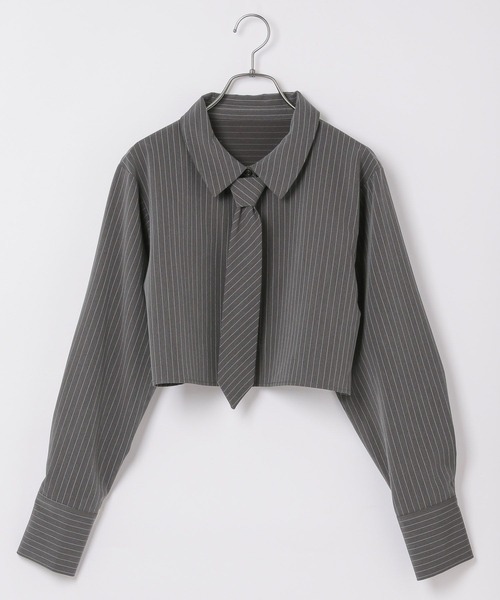 Heather(ヘザー)の「ネクタイショートシャツ 105335(シャツ/ブラウス・レディース・ブルー/ベージュ系その他/グレー系その他・FREE)」の4枚目の写真