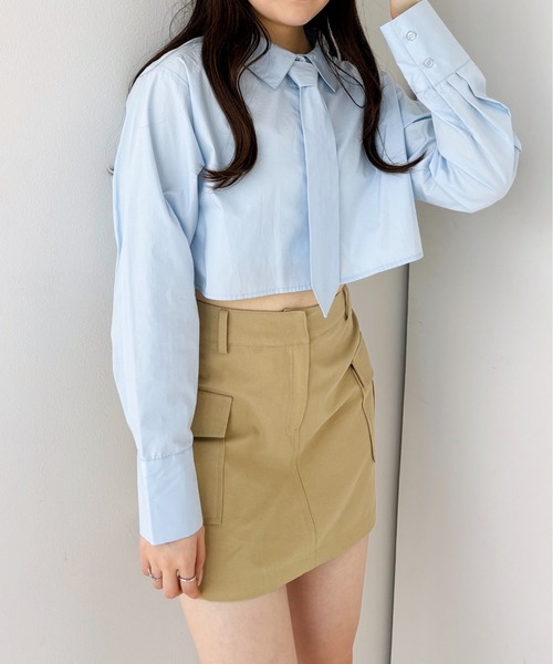 Heather(ヘザー)の「ネクタイショートシャツ 105335(シャツ/ブラウス・レディース・ブルー/ベージュ系その他/グレー系その他・FREE)」の22枚目の写真