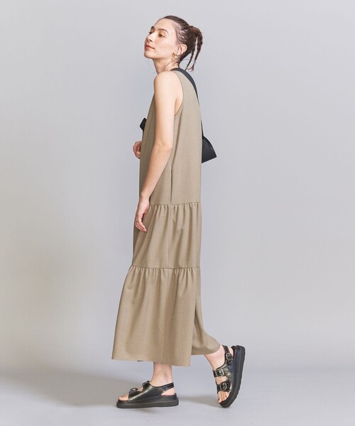 【Beauty&youth】リネンライク ティアードノースリーブワンピース BEAUTY&YOUTH リネンライク ティアードノースリーブワンピース