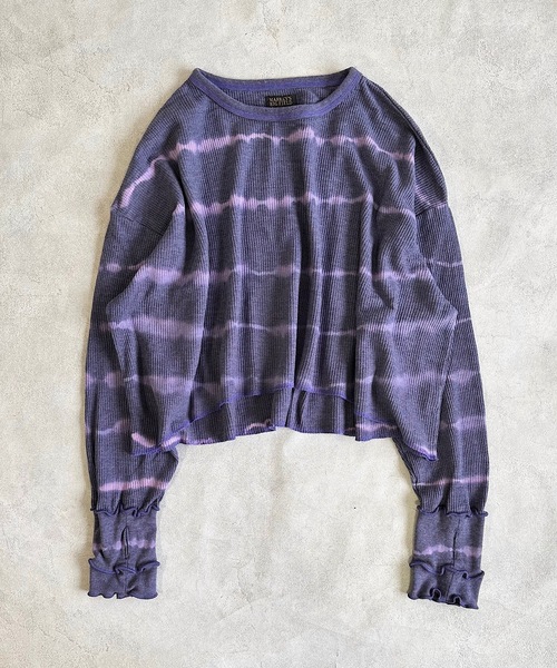 BIG FIELD(ビッグフィールド)の「ロングリブタイダイワッフルカットソー/おとな(Tシャツ/カットソー・レディース・グリーン/ネイビー/ベージュ・160cm)」の7枚目の写真
