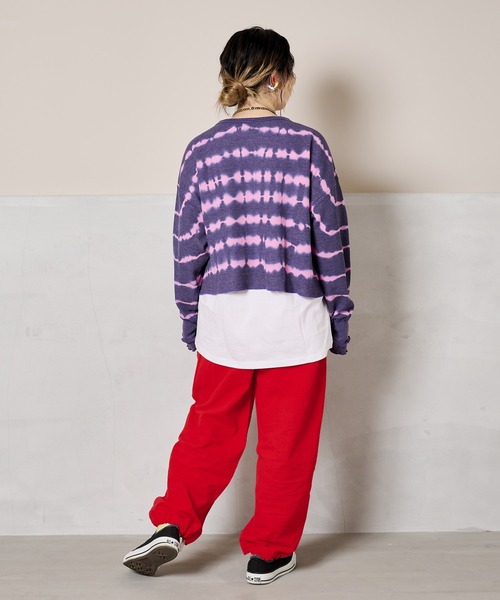 BIG FIELD(ビッグフィールド)の「ロングリブタイダイワッフルカットソー/おとな(Tシャツ/カットソー・レディース・グリーン/ネイビー/ベージュ・160cm)」の5枚目の写真