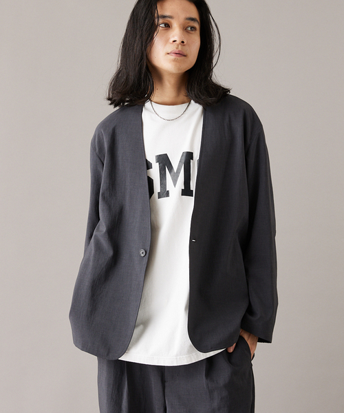 JOURNAL STANDARD（ジャーナルスタンダード）の「”吸水速乾 / 接触冷感” EVALET ストレッチ ウォッシャブル ノーカラージャケット（ノーカラージャケット・メンズ・ブラック系その他/ベージュ/ダークブルー・SMALL/MEDIUM/LARGE）」の2枚目の写真