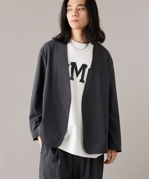 JOURNAL STANDARD（ジャーナルスタンダード）の「”吸水速乾 / 接触冷感” EVALET ストレッチ ウォッシャブル ノーカラージャケット（ノーカラージャケット・メンズ・ブラック系その他/ベージュ/ダークブルー・SMALL/MEDIUM/LARGE）」の13枚目の写真