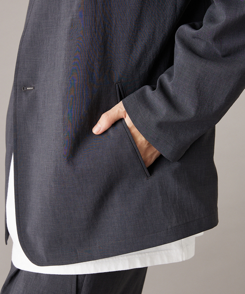 JOURNAL STANDARD（ジャーナルスタンダード）の「”吸水速乾 / 接触冷感” EVALET ストレッチ ウォッシャブル ノーカラージャケット（ノーカラージャケット・メンズ・ブラック系その他/ベージュ/ダークブルー・SMALL/MEDIUM/LARGE）」の12枚目の写真