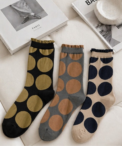 NOLITA LABORATORY(ノリータラボラトリー)の「【 NOLITA / ノリータ 】ビッグドット ソックス 3足セット レディース|水玉 靴下 ミドル丈 韓国風 レトロ モード カジュアル(ソックス/靴下・レディース・マルチ・FREE)」の5枚目の写真