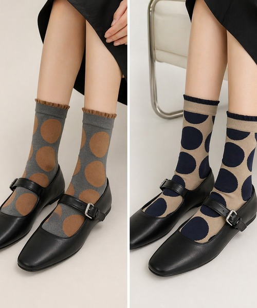 NOLITA LABORATORY(ノリータラボラトリー)の「【 NOLITA / ノリータ 】ビッグドット ソックス 3足セット レディース|水玉 靴下 ミドル丈 韓国風 レトロ モード カジュアル(ソックス/靴下・レディース・マルチ・FREE)」の6枚目の写真