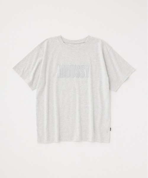 MOUSSY(マウジー)の「MOUSSY EMBROIDERY Tシャツ(Tシャツ/カットソー・レディース・杢グレー/ブラック/ライトベージュ/ホワイト・FREE)」の3枚目の写真
