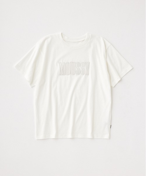 MOUSSY(マウジー)の「MOUSSY EMBROIDERY Tシャツ(Tシャツ/カットソー・レディース・杢グレー/ブラック/ライトベージュ/ホワイト・FREE)」の2枚目の写真