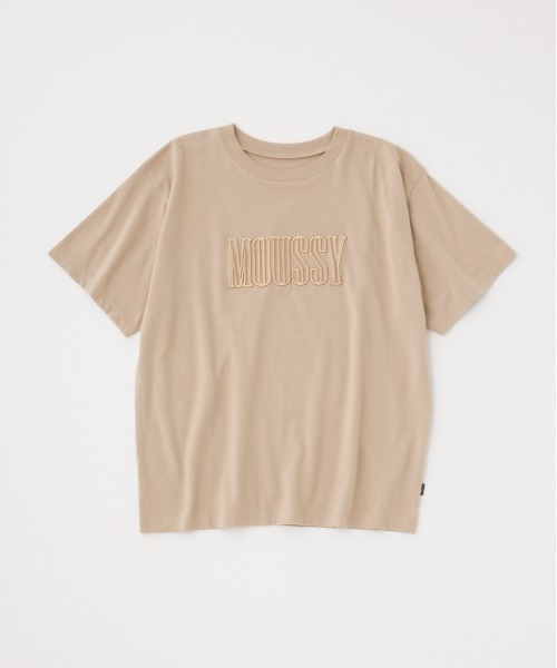 MOUSSY(マウジー)の「MOUSSY EMBROIDERY Tシャツ(Tシャツ/カットソー・レディース・杢グレー/ブラック/ライトベージュ/ホワイト・FREE)」の4枚目の写真
