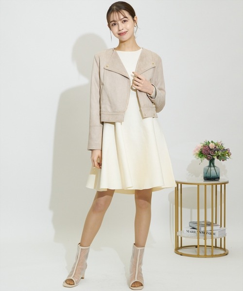 SWINGLE（スウィングル）の「★エコスエードダブルライダースジャケット（ライダースジャケット・レディース・アイボリー/ベージュ/ミント/ピンク・SMALL/MEDIUM）」の14枚目の写真