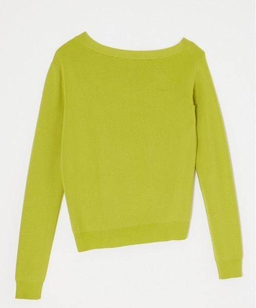 THROW by SLY(スローバイスライ)の「THROW ASYMMETRY HG C/D アシンメトリー ハイゲージ カーディガン(カーディガン/ボレロ・レディース・ライトグリーン/ブラック・FREE)」の3枚目の写真