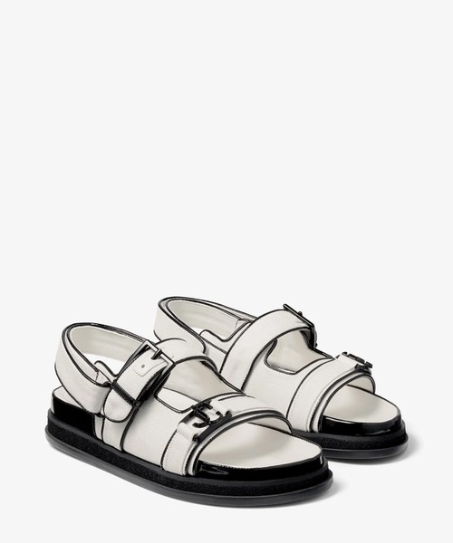 JIMMY CHOO(ジミーチュウ)の「ELYN FLAT(サンダル・レディース・ホワイト×ブラック・37/38/36)」の2枚目の写真