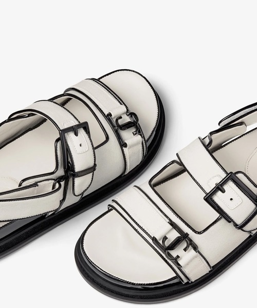 JIMMY CHOO(ジミーチュウ)の「ELYN FLAT(サンダル・レディース・ホワイト×ブラック・37/38/36)」の3枚目の写真