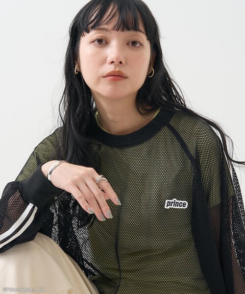 FREAK'S STORE（フリークスストア）の「prince/プリンス prince メッシュライン プルオーバー（Tシャツ/カットソー・レディース・オフホワイト/ブラック/ネイビー・ﾌﾘ-）」の3枚目の写真