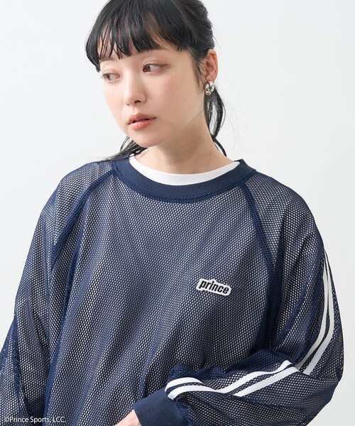 FREAK'S STORE（フリークスストア）の「prince/プリンス prince メッシュライン プルオーバー（Tシャツ/カットソー・レディース・オフホワイト/ブラック/ネイビー・ﾌﾘ-）」の4枚目の写真