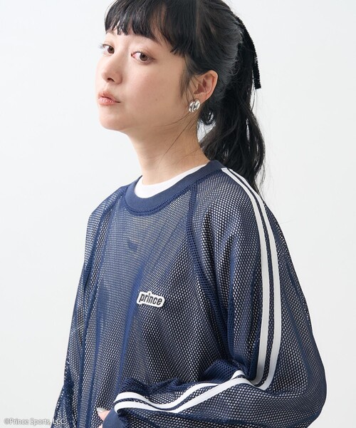 FREAK'S STORE（フリークスストア）の「prince/プリンス prince メッシュライン プルオーバー（Tシャツ/カットソー・レディース・オフホワイト/ブラック/ネイビー・ﾌﾘ-）」の8枚目の写真