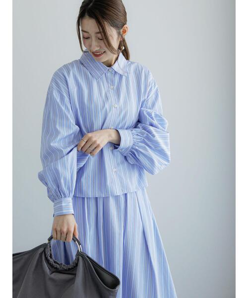 Te chichi（テチチ）の「タイプライターボリュームスリーブシャツ（セットアップ可）（シャツ/ブラウス・レディース・イエロー/ブルー/グレー・F）」の3枚目の写真