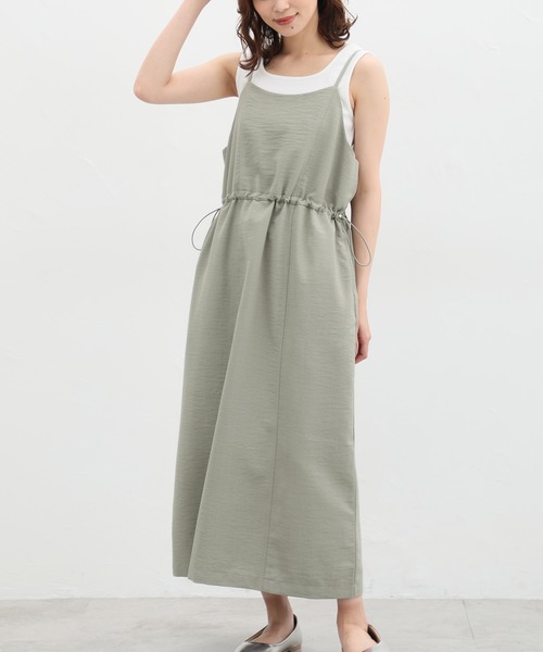 Honeys（ハニーズ）の「ドロスト使いキャミワンピース（ワンピース・レディース・オリーブ/ブラック/ライトベージュ/グレイッシュベージュ・LL/3L/S/M/L）」の4枚目の写真