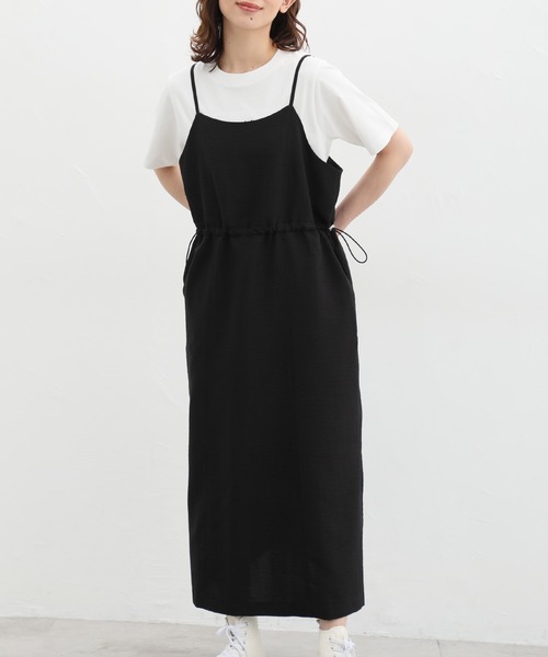 Honeys（ハニーズ）の「ドロスト使いキャミワンピース（ワンピース・レディース・オリーブ/ブラック/ライトベージュ/グレイッシュベージュ・LL/3L/S/M/L）」の6枚目の写真