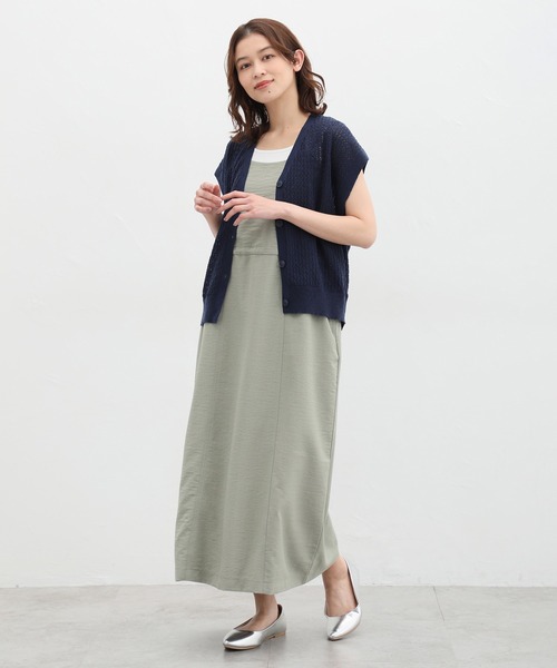 Honeys（ハニーズ）の「ドロスト使いキャミワンピース（ワンピース・レディース・オリーブ/ブラック/ライトベージュ/グレイッシュベージュ・LL/3L/S/M/L）」の7枚目の写真