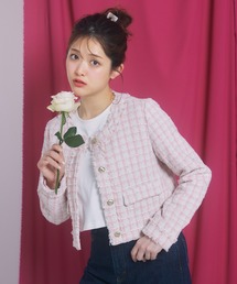 ジャケット/アウター（ピンク/桃色系・ツイード）ファッション通販