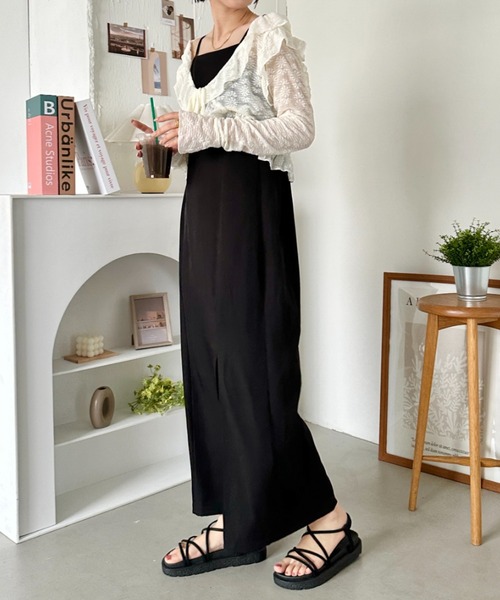 セール】ラッフルフリルクロップド丈レースボレロ（カーディガン