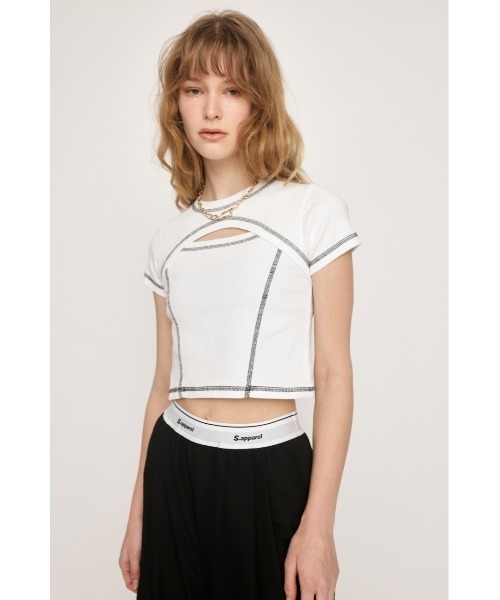 tシャツ Bicolor tops　バイカラートップス レディース SLY（スライ）の「BI COLOR STITCH TOPS バイカラー ステッチ