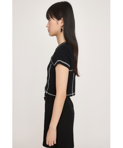 tシャツ HALF BI-COLOR SLEEVE TULLE TOP / ハーフバイカラースリーブチュールトップ レディース HALF BI-COLOR SLEEVE TULLE TOP / ハーフバイカラースリーブ