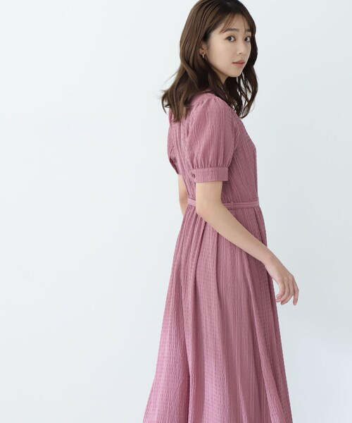 【美品】ナチュラルビューティーベーシック シアー チェック 開襟 ワンピース シアーチェック開襟ワンピース | ナチュラルビューティー