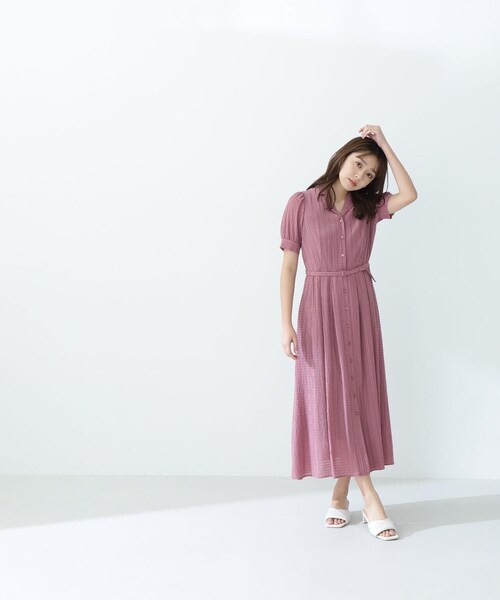 シアーチェックプリーツワンピース