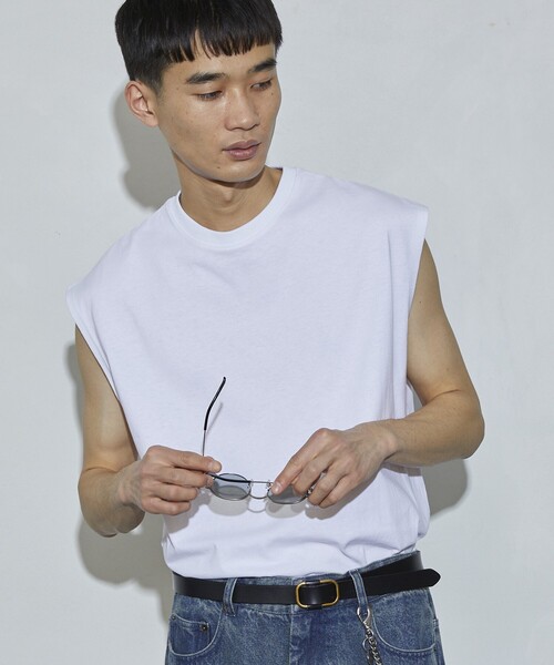 Firsthand（ファーストハンド）の「Firsthand/ファーストハンド ノースリーブボックスシルエットTシャツ/ユニセックスアイテム（Tシャツ/カットソー・メンズ・チャコールグレー/ブラック/ホワイト・M/L）」の2枚目の写真