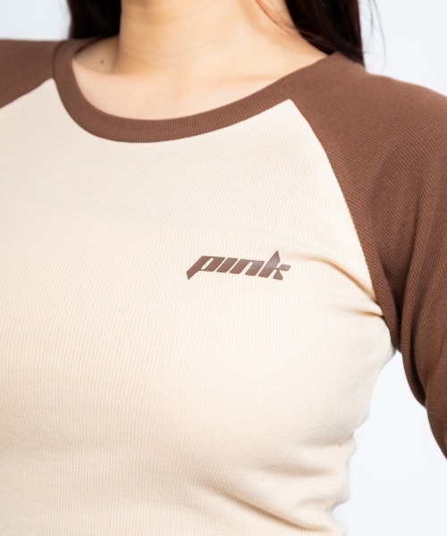 atmos pink(アトモスピンク)の「atmos pink Original logo raglan tee / アトモス ピンク オリジナル ロゴ ラグラン ティー(Tシャツ/カットソー・レディース・ホワイト/ブラック/ベージュ・S/M)」の8枚目の写真