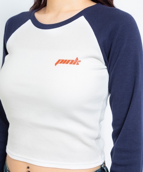 atmos pink(アトモスピンク)の「atmos pink Original logo raglan tee / アトモス ピンク オリジナル ロゴ ラグラン ティー(Tシャツ/カットソー・レディース・ホワイト/ブラック/ベージュ・S/M)」の9枚目の写真
