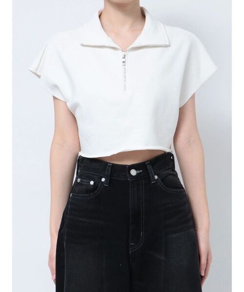 EMODA（エモダ）の「カバーハーフジップトップ（Tシャツ/カットソー・レディース・ホワイト/グレー/ブラック/ブルー・FREE）」の10枚目の写真