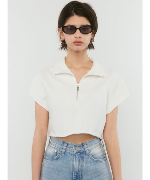 EMODA（エモダ）の「カバーハーフジップトップ（Tシャツ/カットソー・レディース・ホワイト/グレー/ブラック/ブルー・FREE）」の16枚目の写真